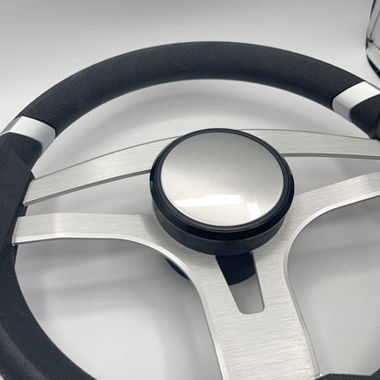 Badia Boat Steering Wheel Brushed Aluminum Spokes - Plain