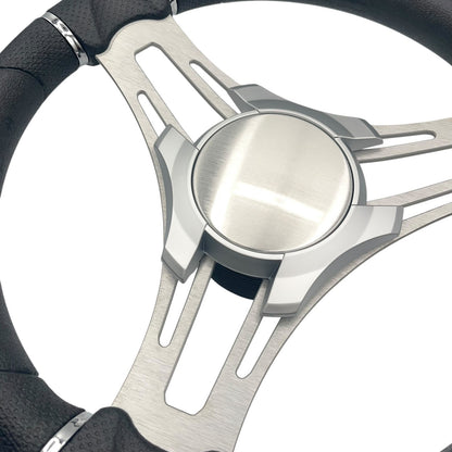 Verona Boat Steering Wheel Gray Brushed Aluminum Spokes KEYED or SPLINED HUB