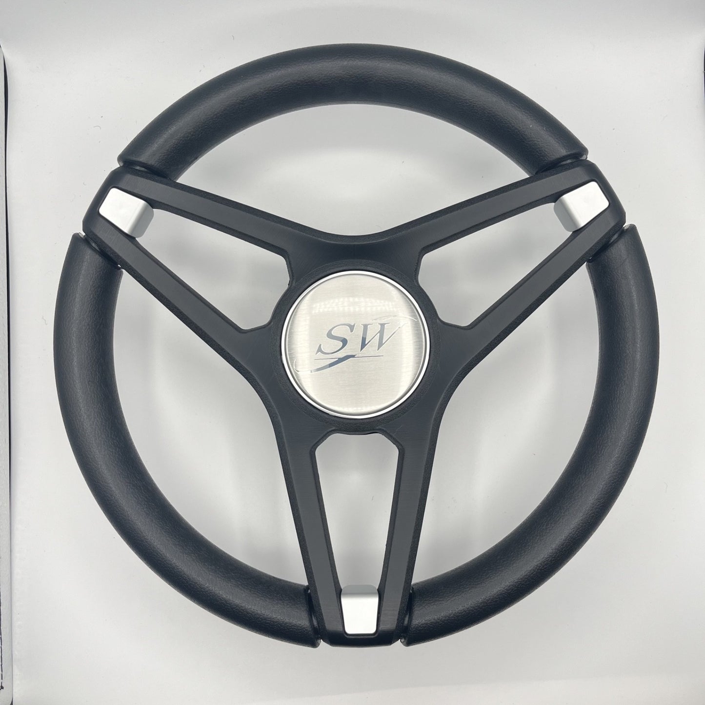 Molino Black w/Soft Touch Urethane Rim Boat Steering Wheel | Blue Wave