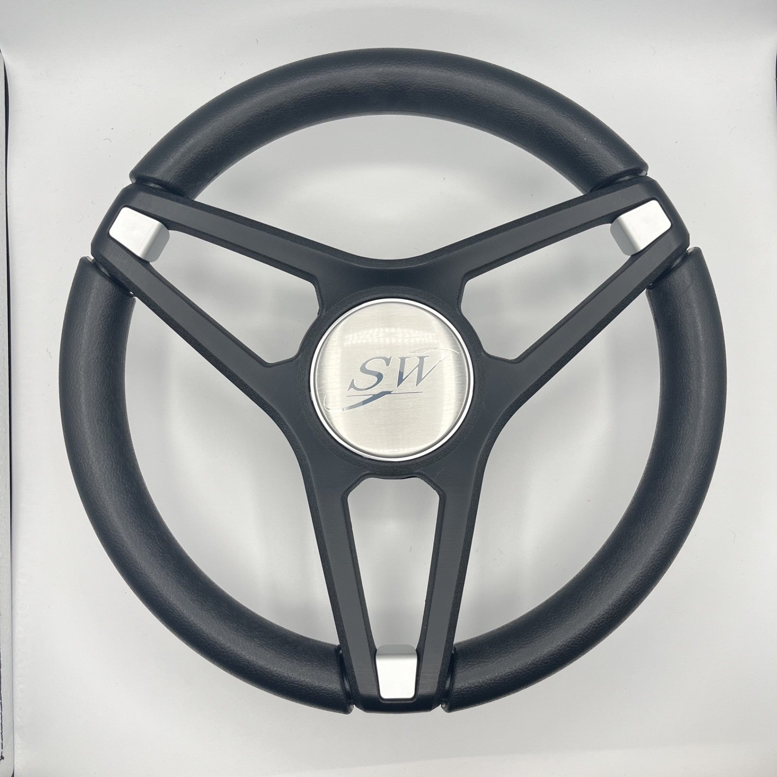 Molino Black w/Soft Touch Urethane Rim Boat Steering Wheel | Blue Wave