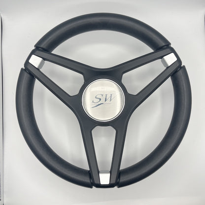 Molino Black w/Soft Touch Urethane Rim Boat Steering Wheel | Blue Wave