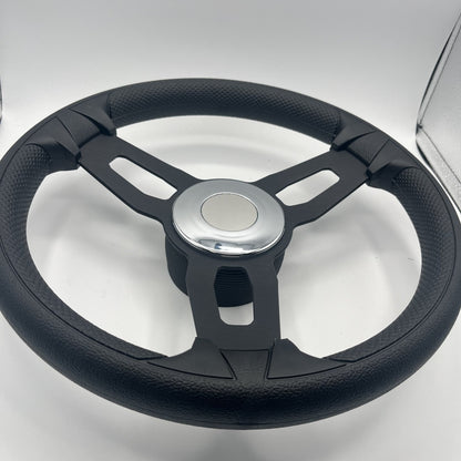 Gussi Italia Model 15 Steering Wheel Blk Brushed Alum Spokes | Chrome Center