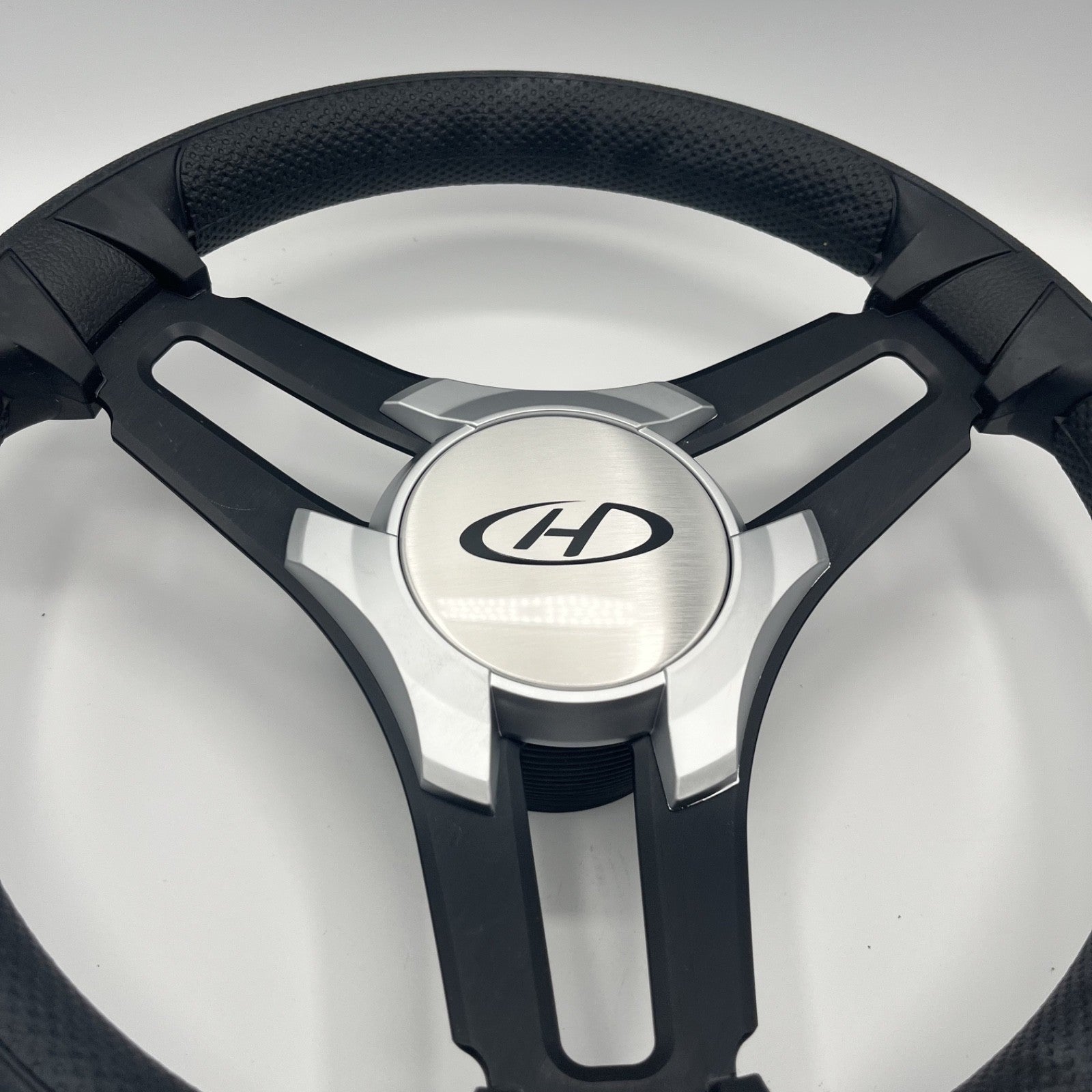 Gussi Italia Marine Steering Wheel Black Brush Metal Spokes | Harris Kayot
