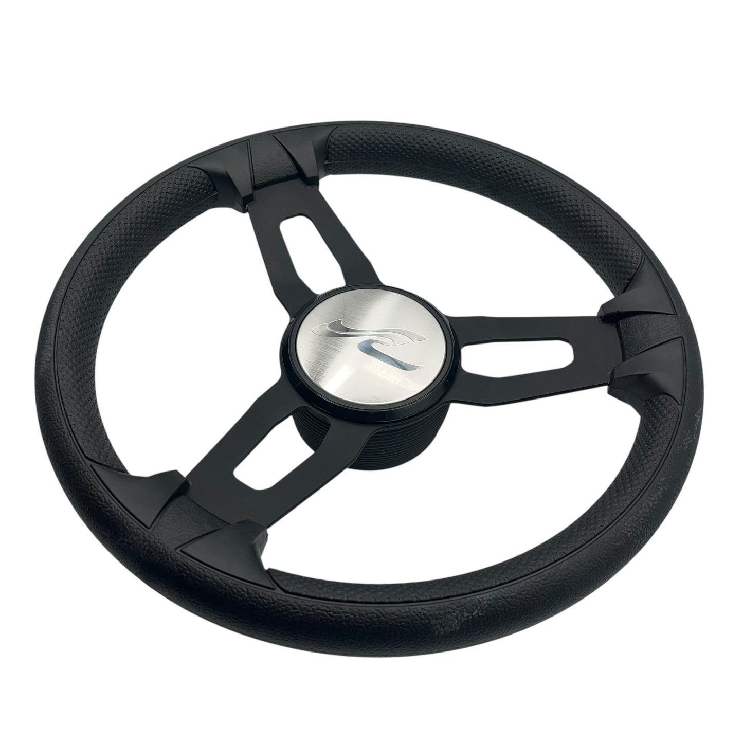 Model 15 Marine Steering Wheel Black Brushed Aluminum Spokes | SeaRay