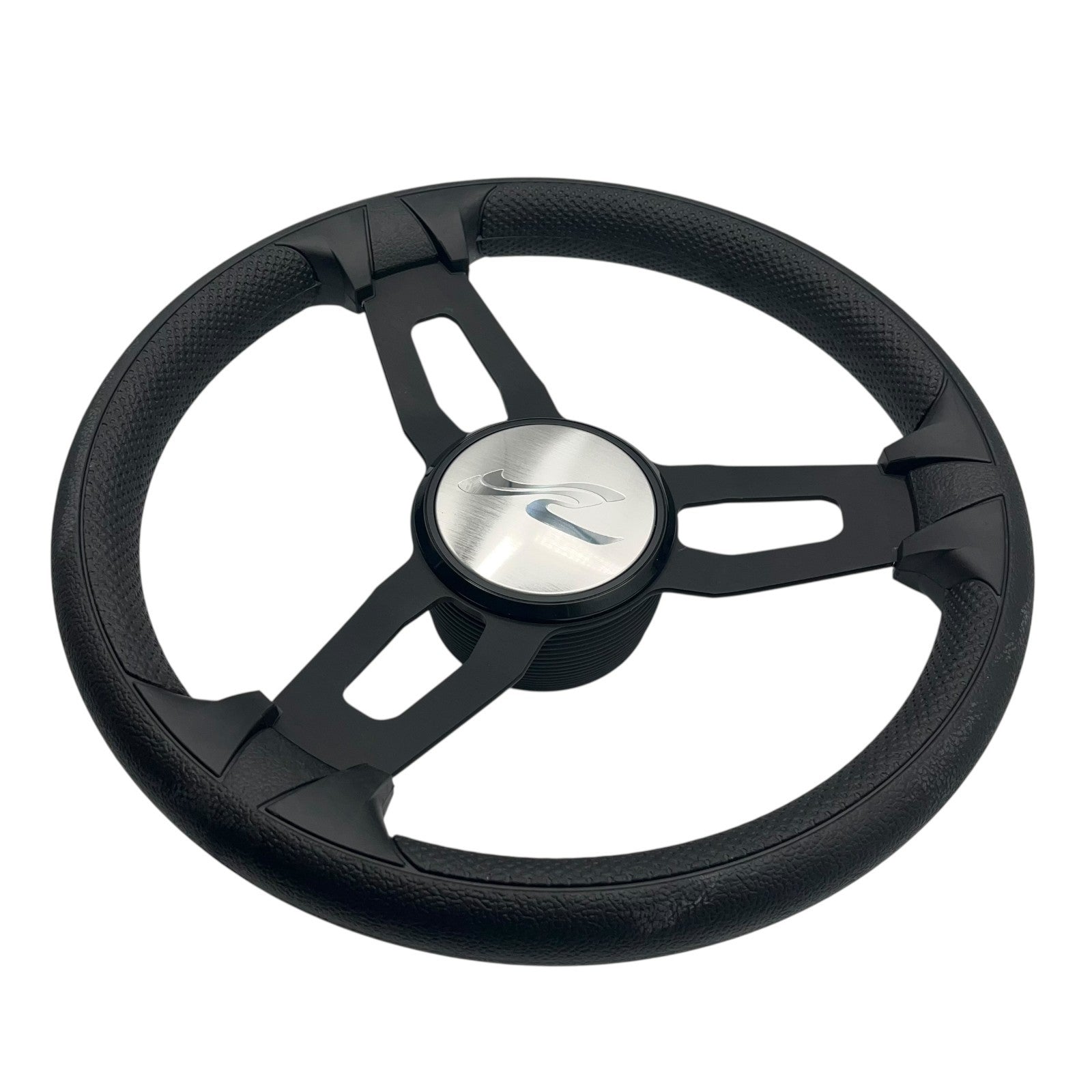 Model 15 Marine Steering Wheel Black Brushed Aluminum Spokes | SeaRay