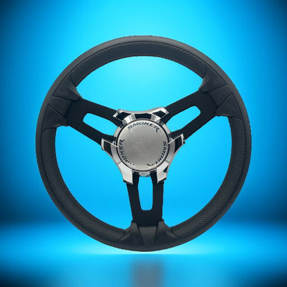 Gussi Italia Boat Model 15 Steering Wheel Black Brushed Alum Spokes | Smoker