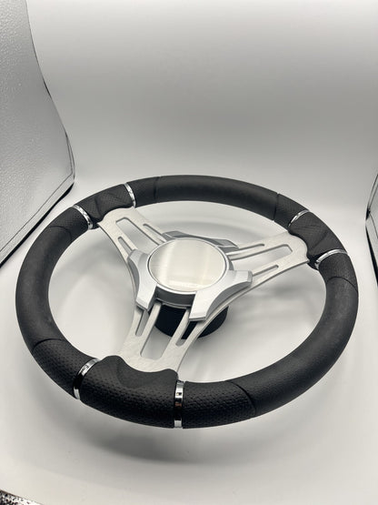 Verona Boat Steering Wheel Brushed Aluminum Spokes | Plain