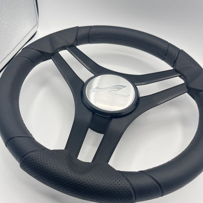 Molinara Marine Steering Wheel Black Brushed Alum Spokes | SeaRay Boats