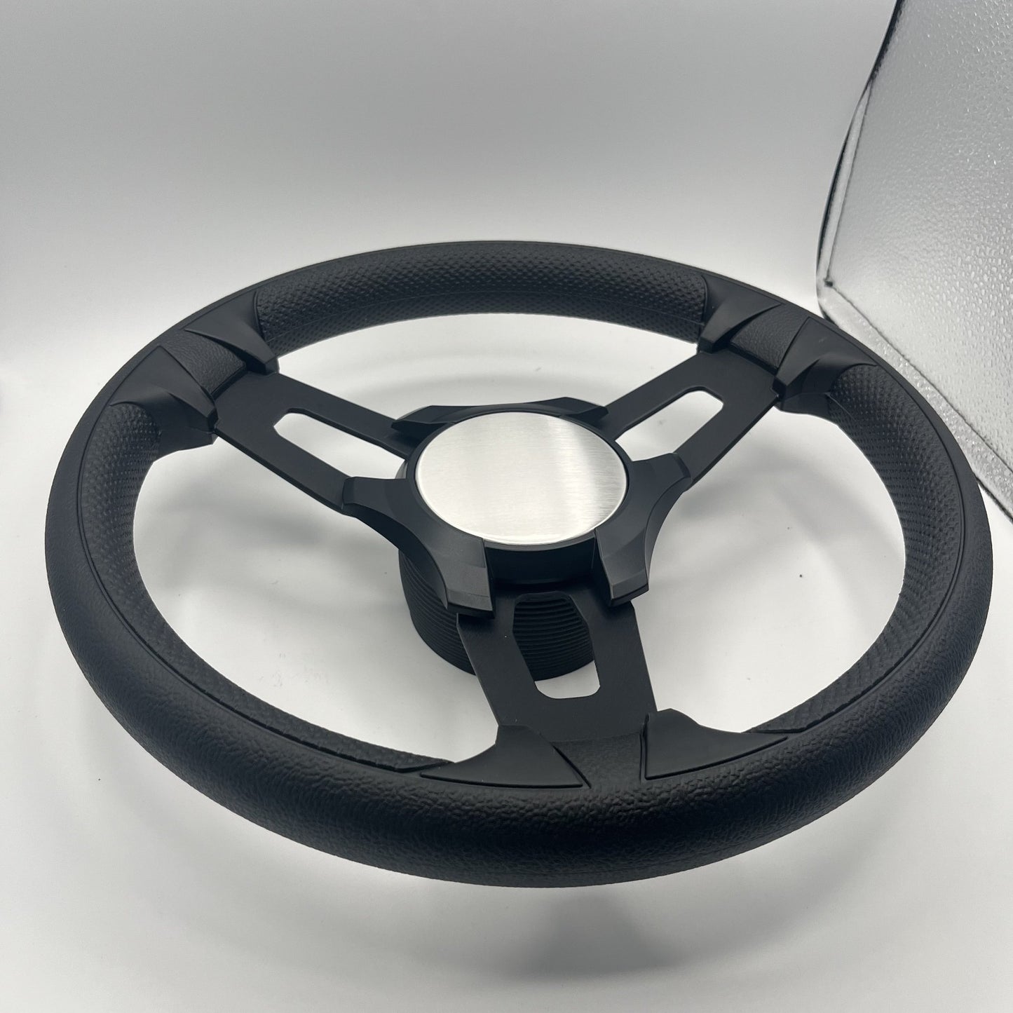 Gussi Italia Boat Model 15 Steering Wheel Black Brushed Alum Spokes |BlackPlain