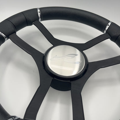 Malera Boat Steering Wheel Black Aluminum Spokes | SeaRay Boats