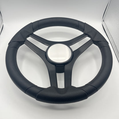 Molinara Marine Steering Wheel Black Brushed Alum Spokes | Plain Brushed