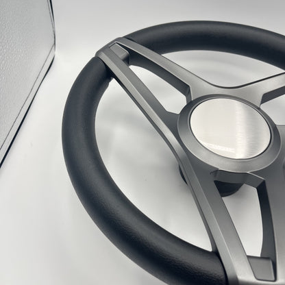 Molino Gray w/Soft Touch Urethane Rim Boat Steering Wheel | Plain