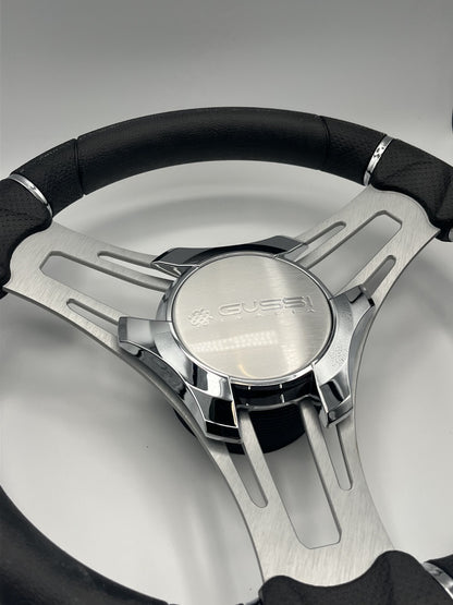 Verona Boat Steering Wheel Gray Brushed Aluminum Spokes | Gussi Italia