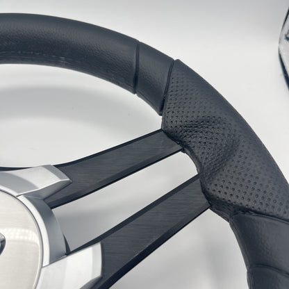 Molinara Marine Steering Wheel Black Brushed Alum Spokes | Apex