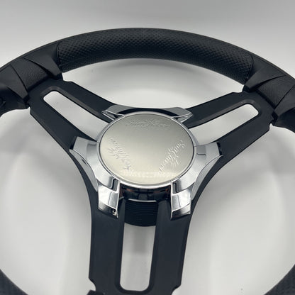 Gussi Italia Marine Steering Wheel Black Brush Metal Spokes | Sun Chaser