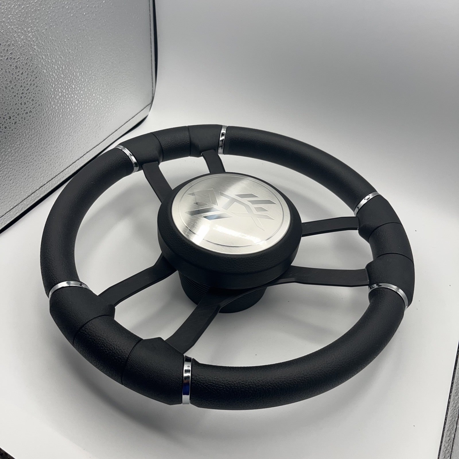 Malera Boat Steering Wheel Black Aluminum Spokes - ATX Boats