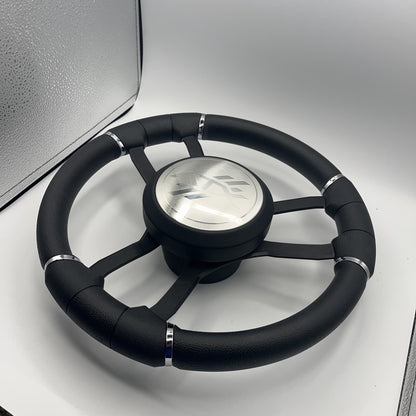 Malera Boat Steering Wheel Black Aluminum Spokes - ATX Boats