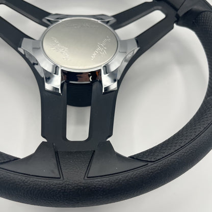 Gussi Italia Marine Steering Wheel Black Brush Metal Spokes | Sun Chaser
