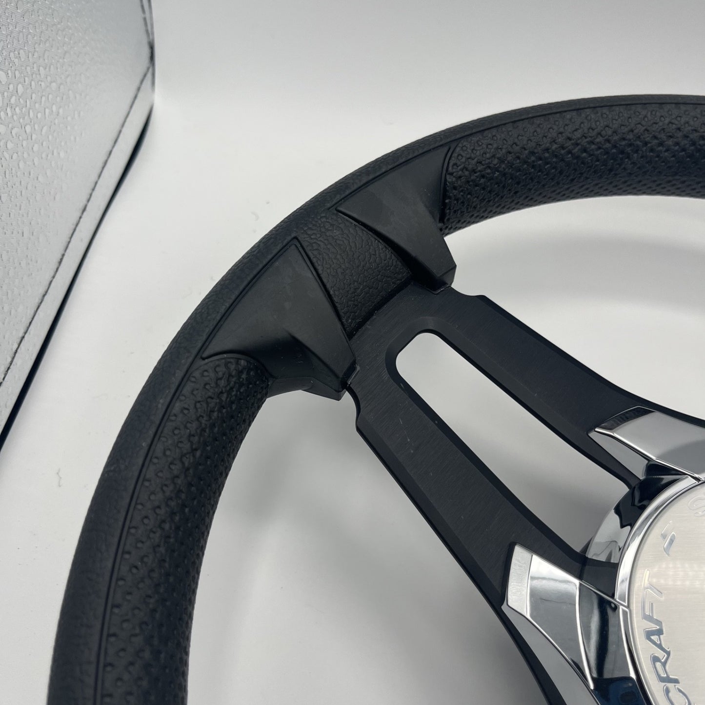 Gussi Italia Marine Steering Wheel Black Brush Metal Spokes | Starcraft