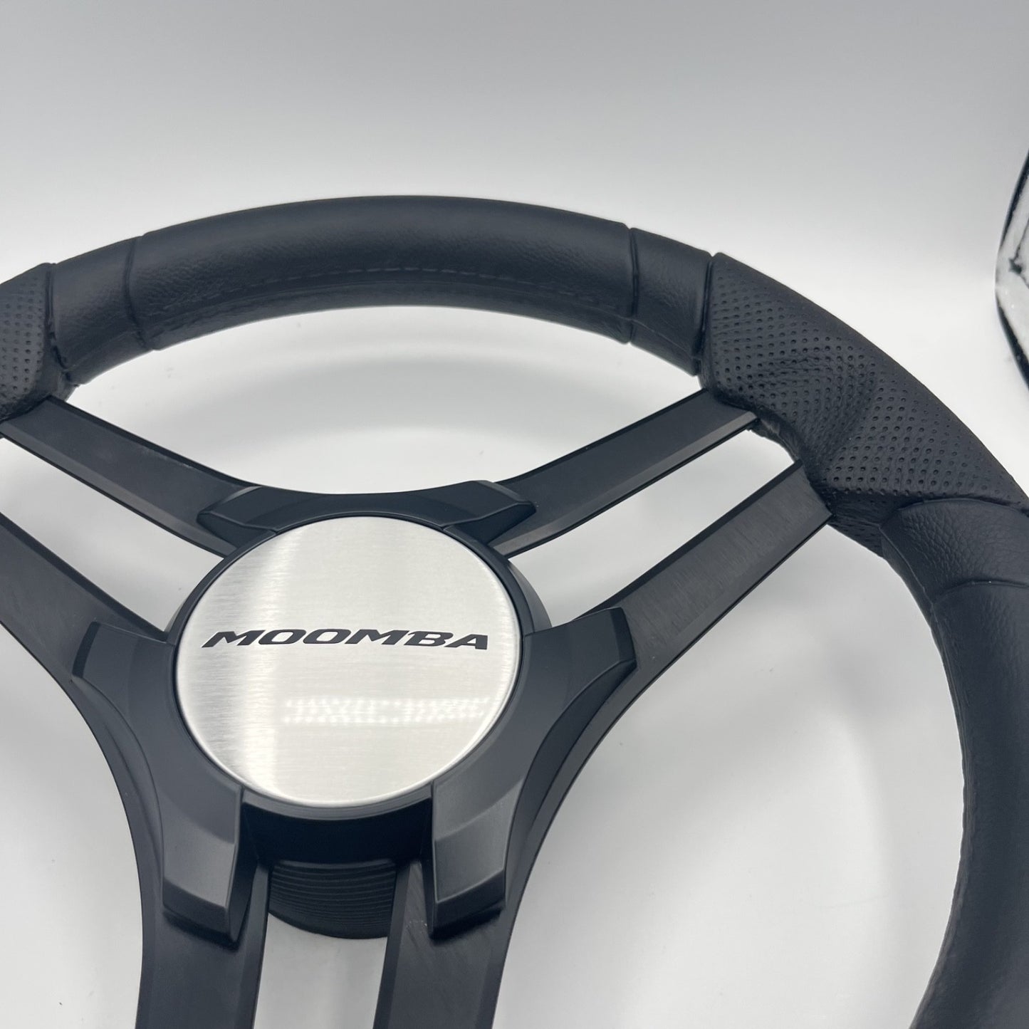 Molinara Marine Steering Wheel Black Brushed Alum Spokes | Moomba