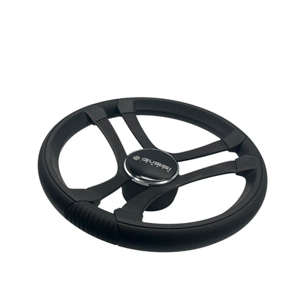 Benaco Boat Steering Wheel Black Brushed Aluminum Spokes