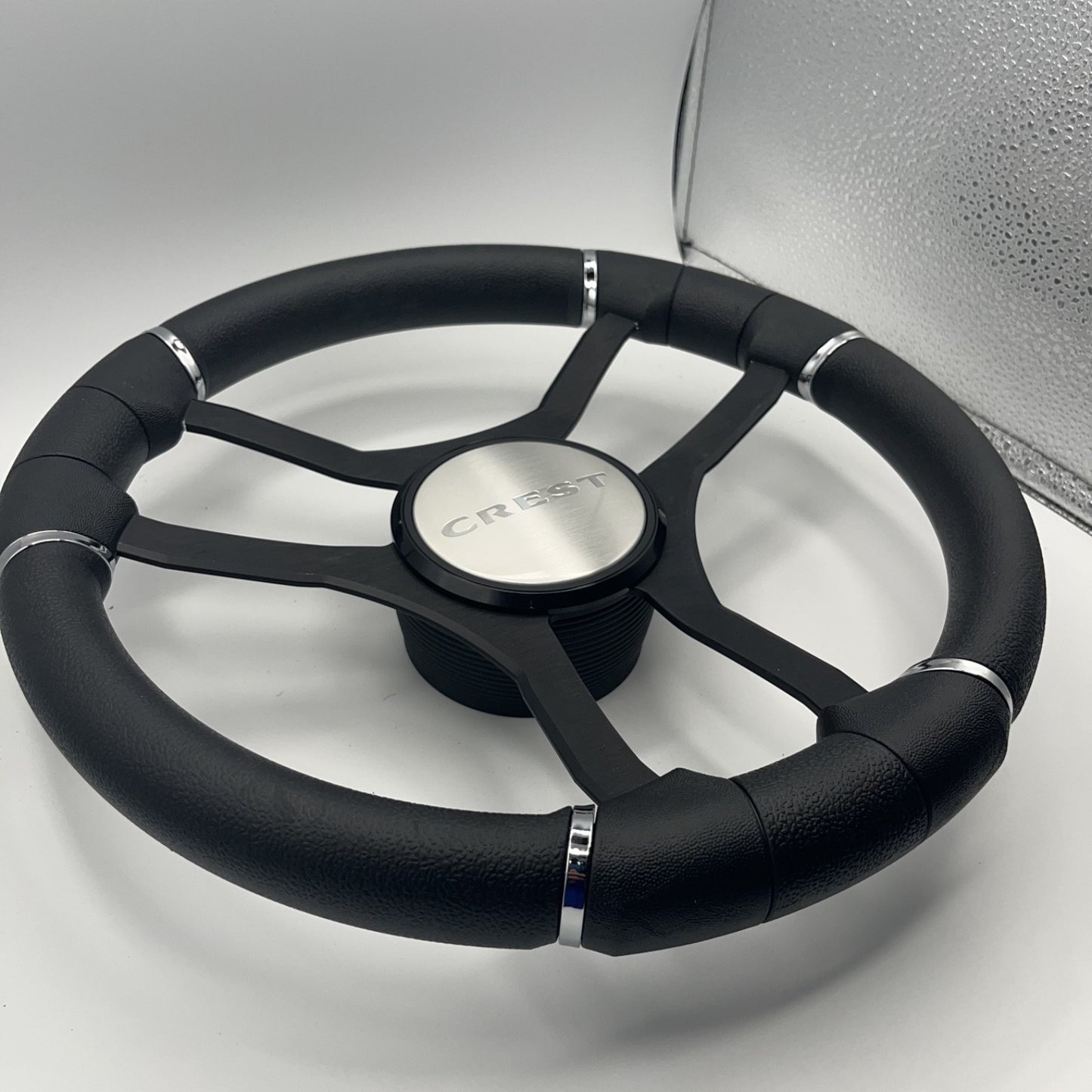 Malera Boat Steering Wheel Black Aluminum Spokes | Crest Boats