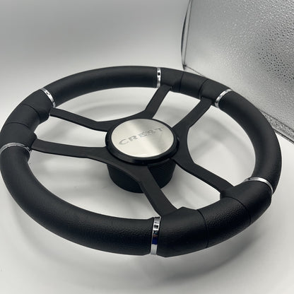 Malera Boat Steering Wheel Black Aluminum Spokes | Crest Boats
