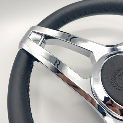 Cobalt Boat Steering Wheel Plastic Spoke Leather Stitched Rim | Cobalt Logo