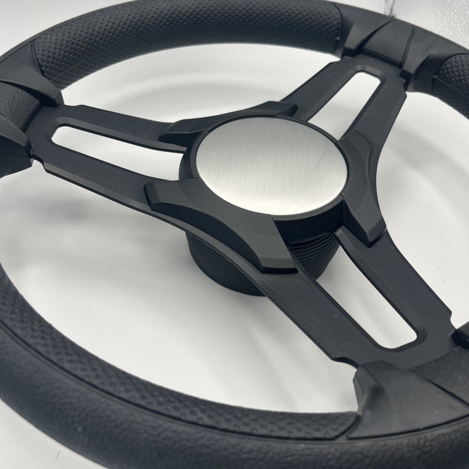 Gussi Italia Marine Steering Wheel Black Brush Metal Spokes | Plain