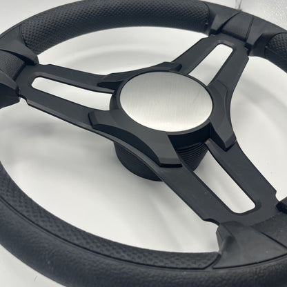 Gussi Italia Marine Steering Wheel Black Brush Metal Spokes | Plain