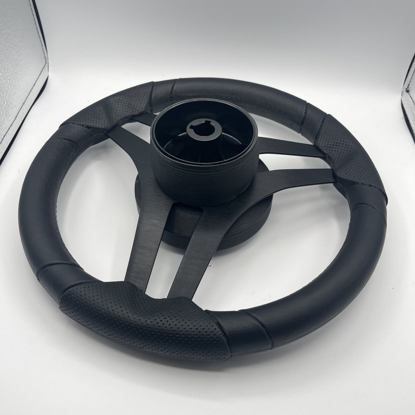 Molinara Marine Steering Wheel Black Brushed Aluminum Spokes | ATX