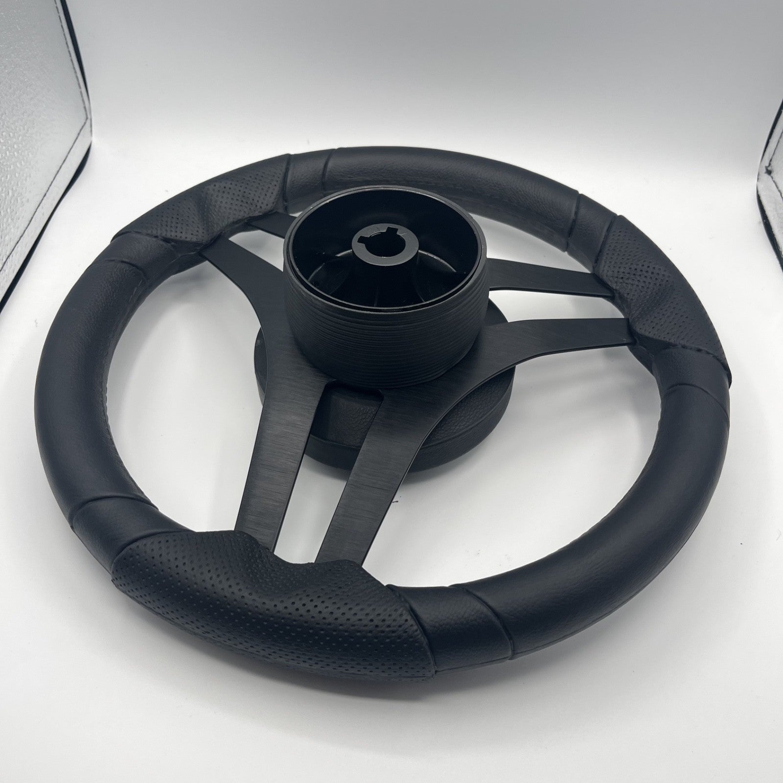 Molinara Marine Steering Wheel Black Brushed Aluminum Spokes | ATX