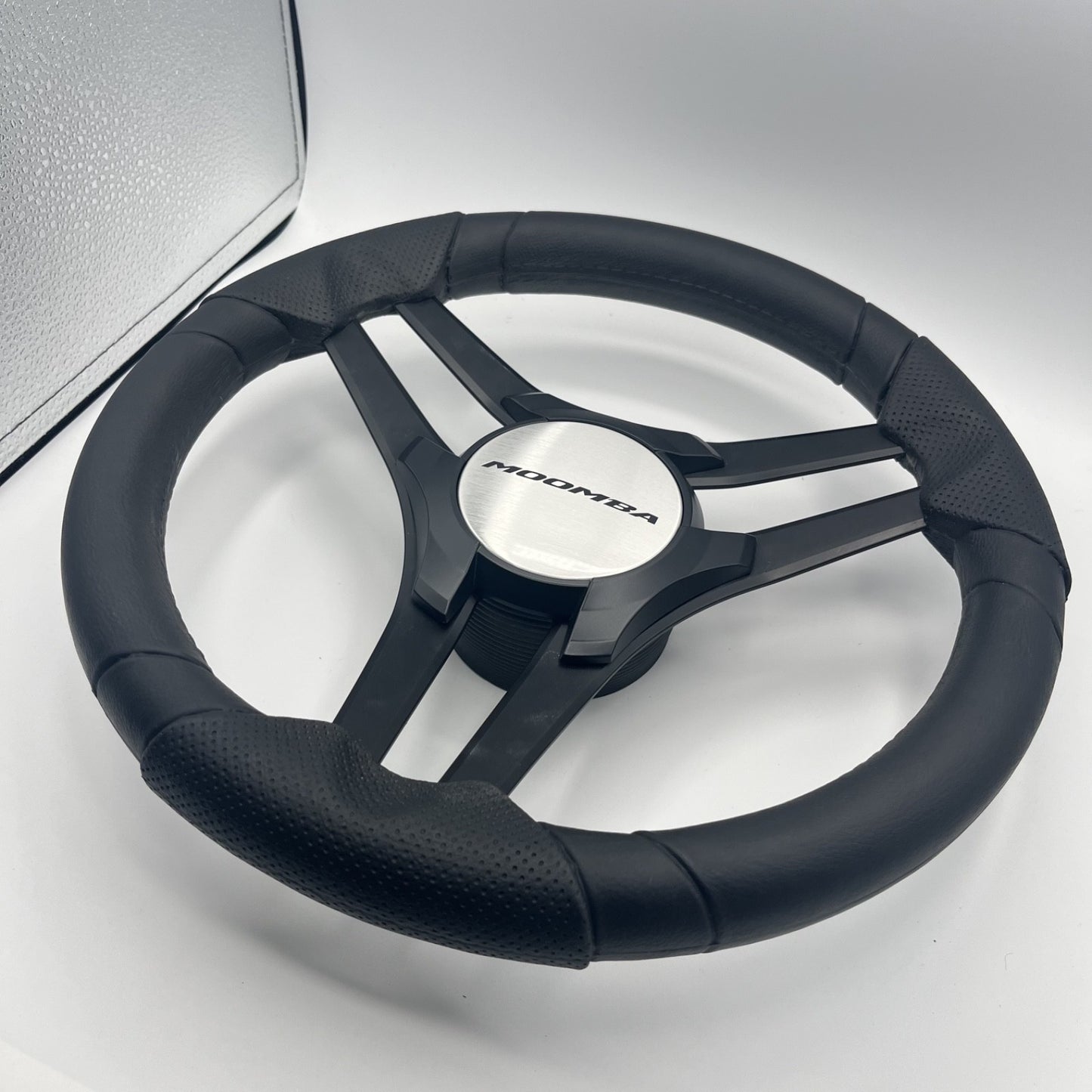 Molinara Marine Steering Wheel Black Brushed Alum Spokes | Moomba