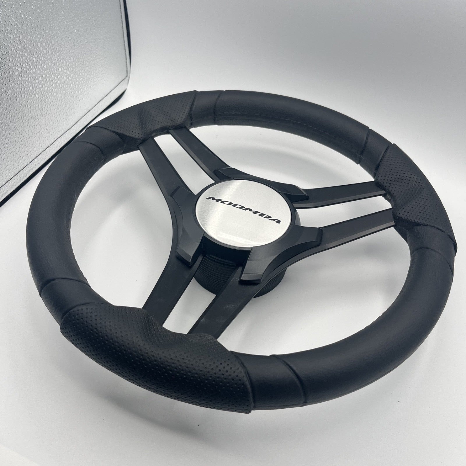 Molinara Marine Steering Wheel Black Brushed Alum Spokes | Moomba