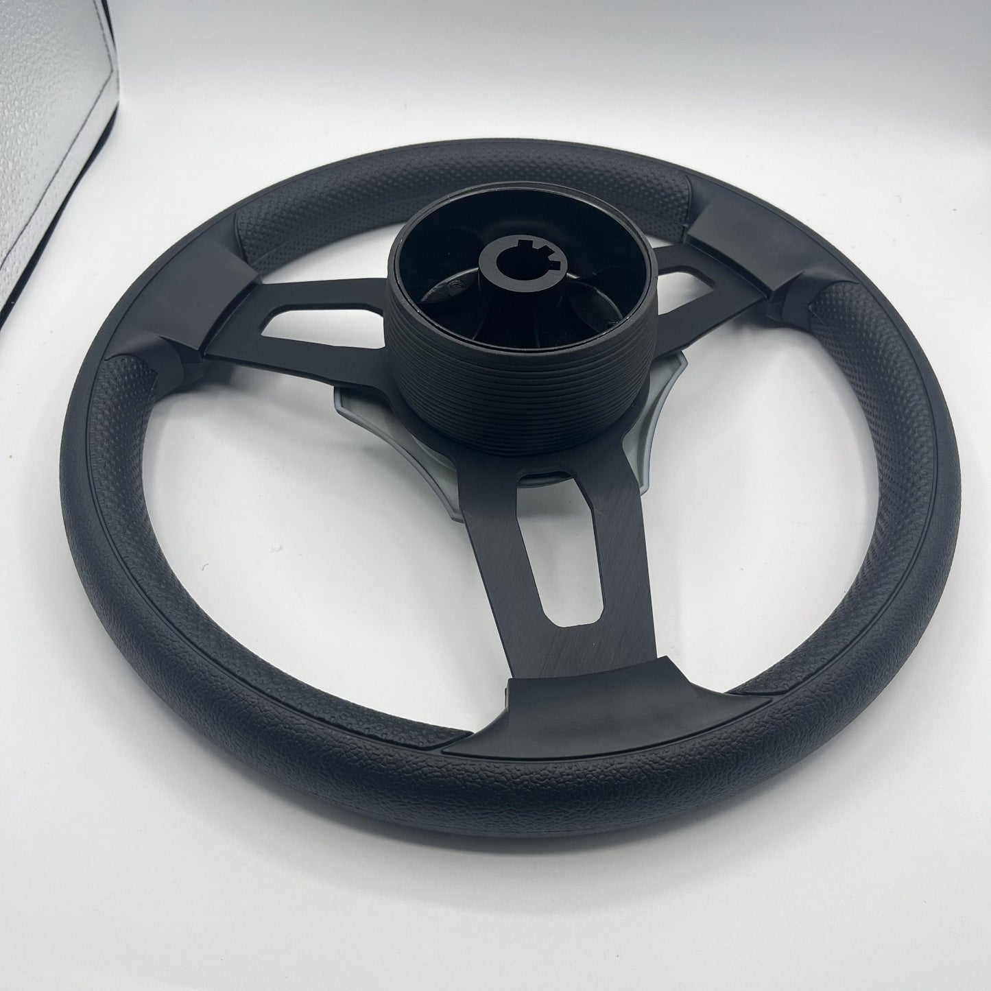 Gussi Italia Boat Model 15 Steering Wheel Black Brushed Alum Spokes |Blk Crest