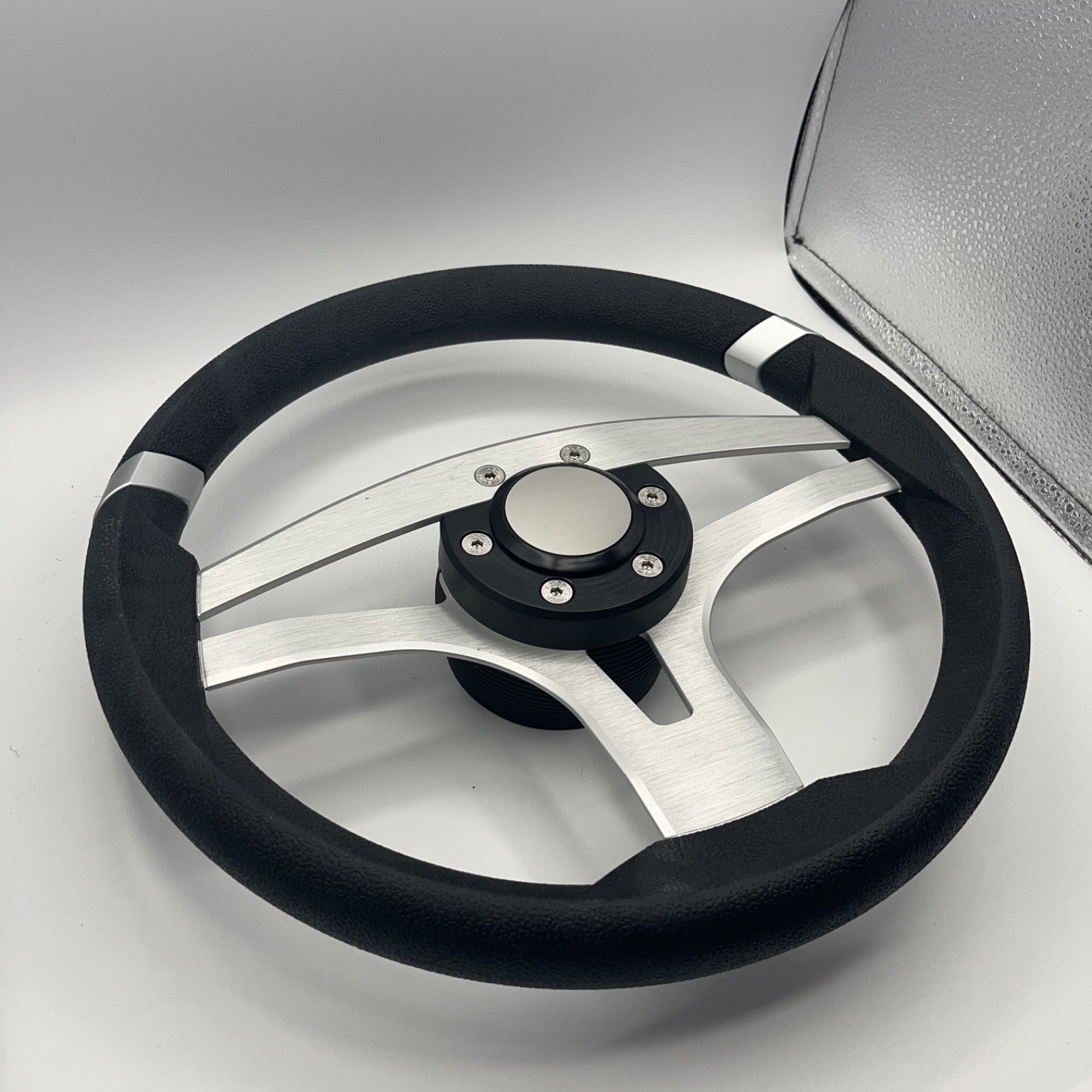 Badia Boat Steering Wheel Brushed Aluminum Spokes | Blank Snap-in