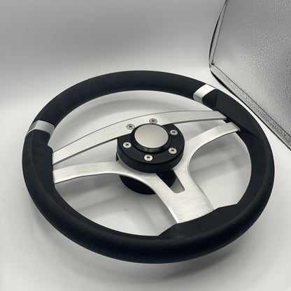 Badia Boat Steering Wheel Brushed Aluminum Spokes | Blank Snap-in