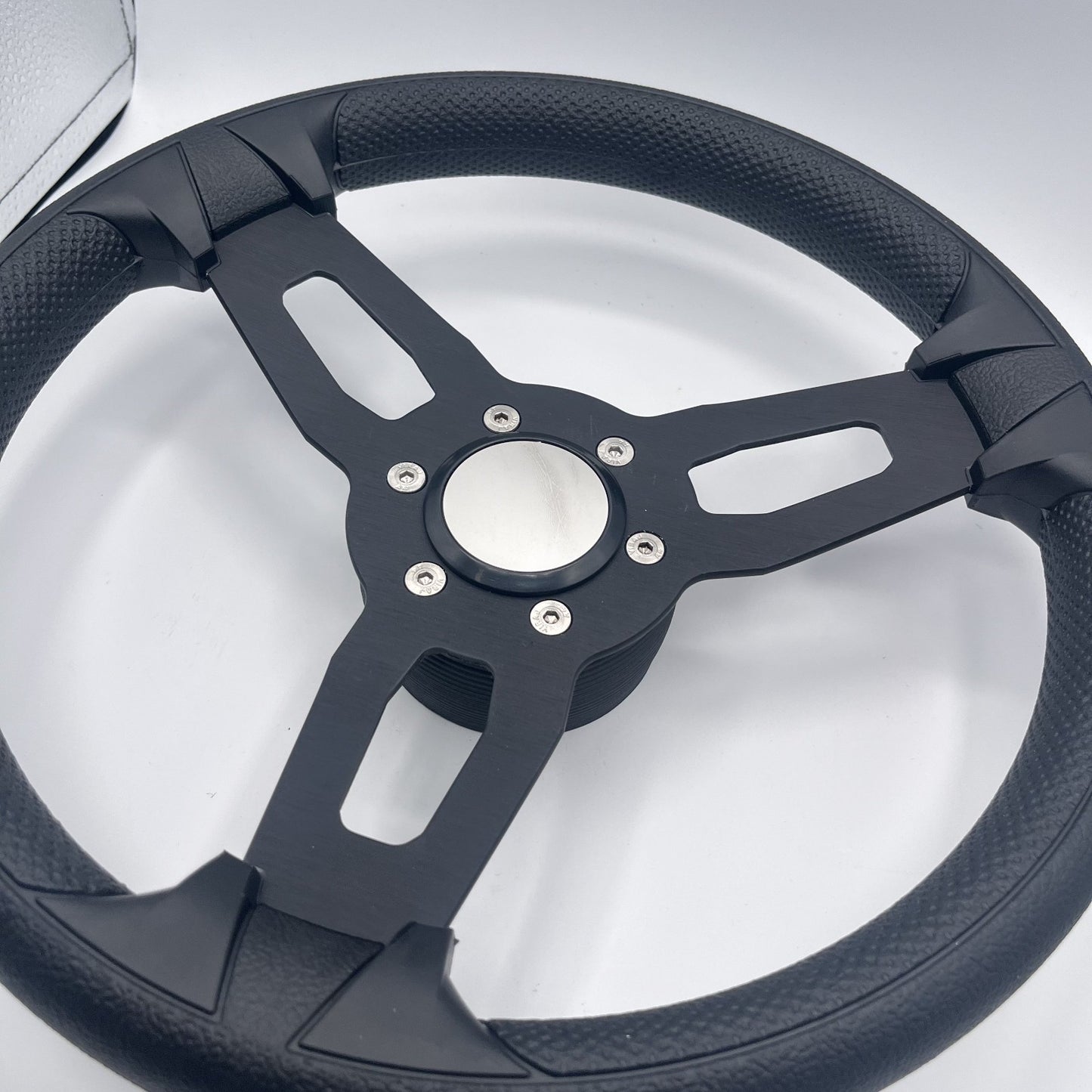 Gussi Italia Boat Model 15 Steering Wheel Black Brushed Alum Spokes |Blank
