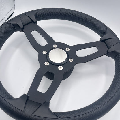 Gussi Italia Boat Model 15 Steering Wheel Black Brushed Alum Spokes |Blank