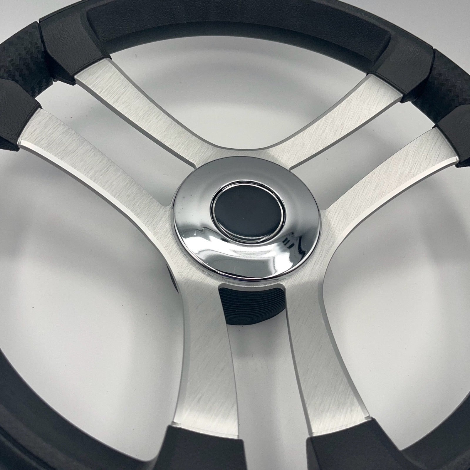 Benaco Boat Steering Wheel Brushed Aluminum Spokes | Chrome-style Dome