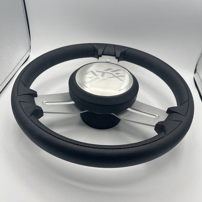Model 15 Marine Steering Wheel Brush Alum Spokes | ATX Boats Logo
