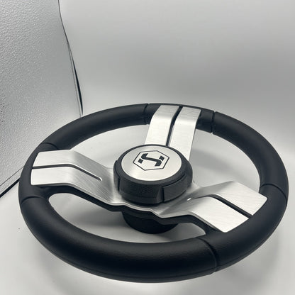 Gussi Italia Boat Steering Wheel Black Aluminum Spoke | Harris