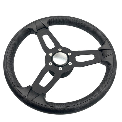 Model 15 Marine Steering Wheel Black Brushed Aluminum Spokes | Bennington