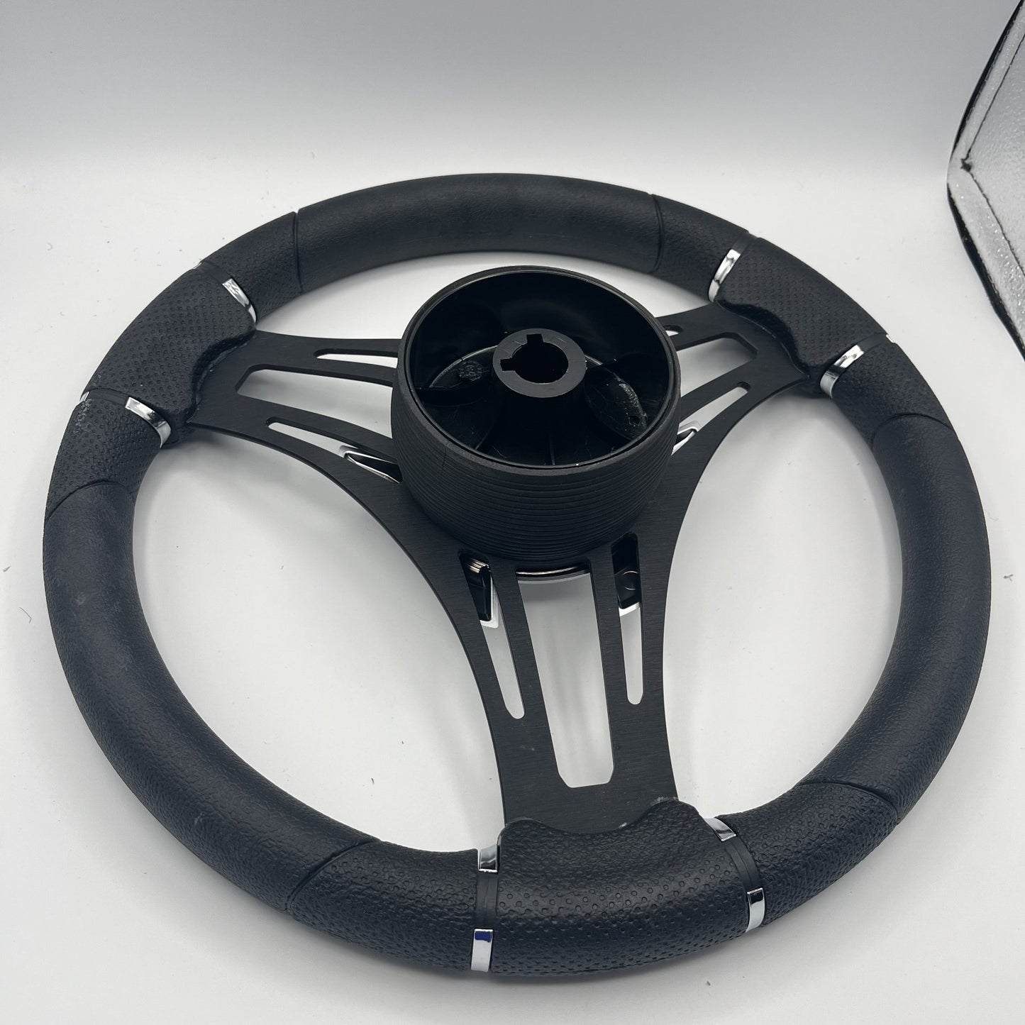 Gussi Italia Boat Steering Wheel Black Brushed Alum Spokes | Harris