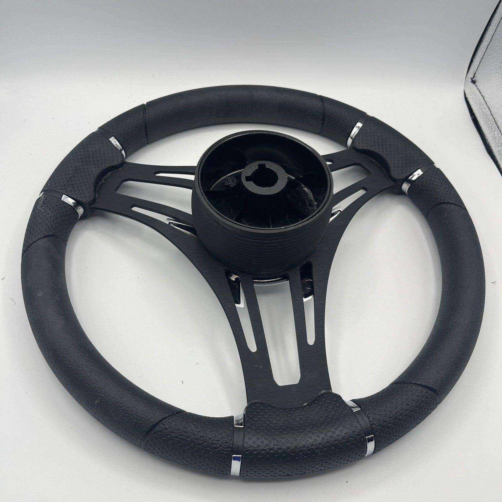 Gussi Italia Boat Steering Wheel Black Brushed Alum Spokes | Harris