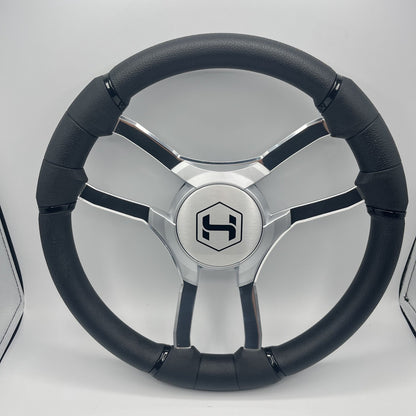 Malera Boat Steering Wheel Chrome Spokes | Harris Kayot Gray Star