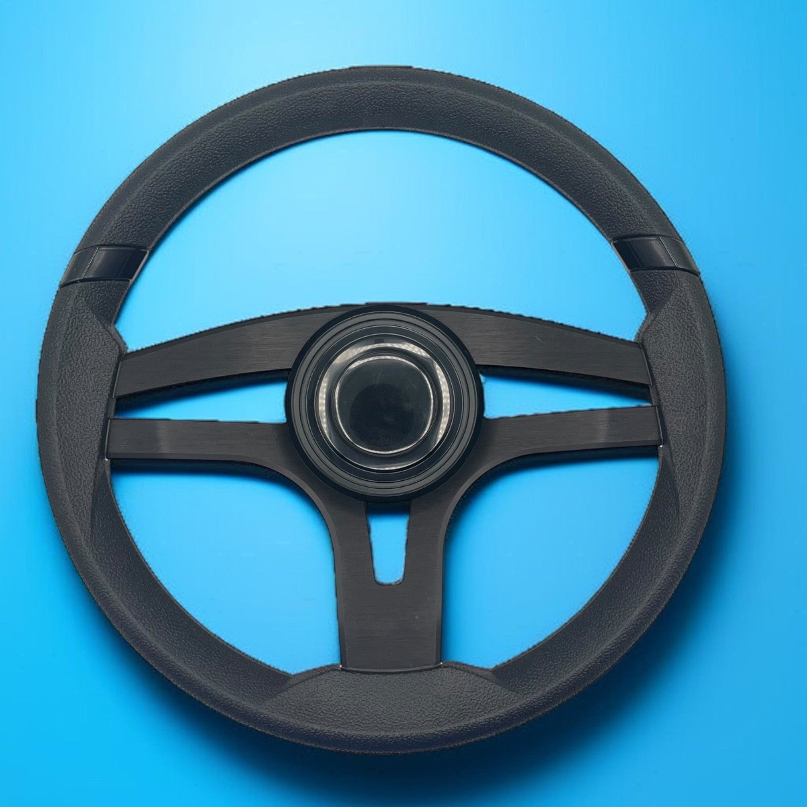 Badia Boat Steering Wheel Brushed Black Aluminum Spokes | LG Black Snap-in