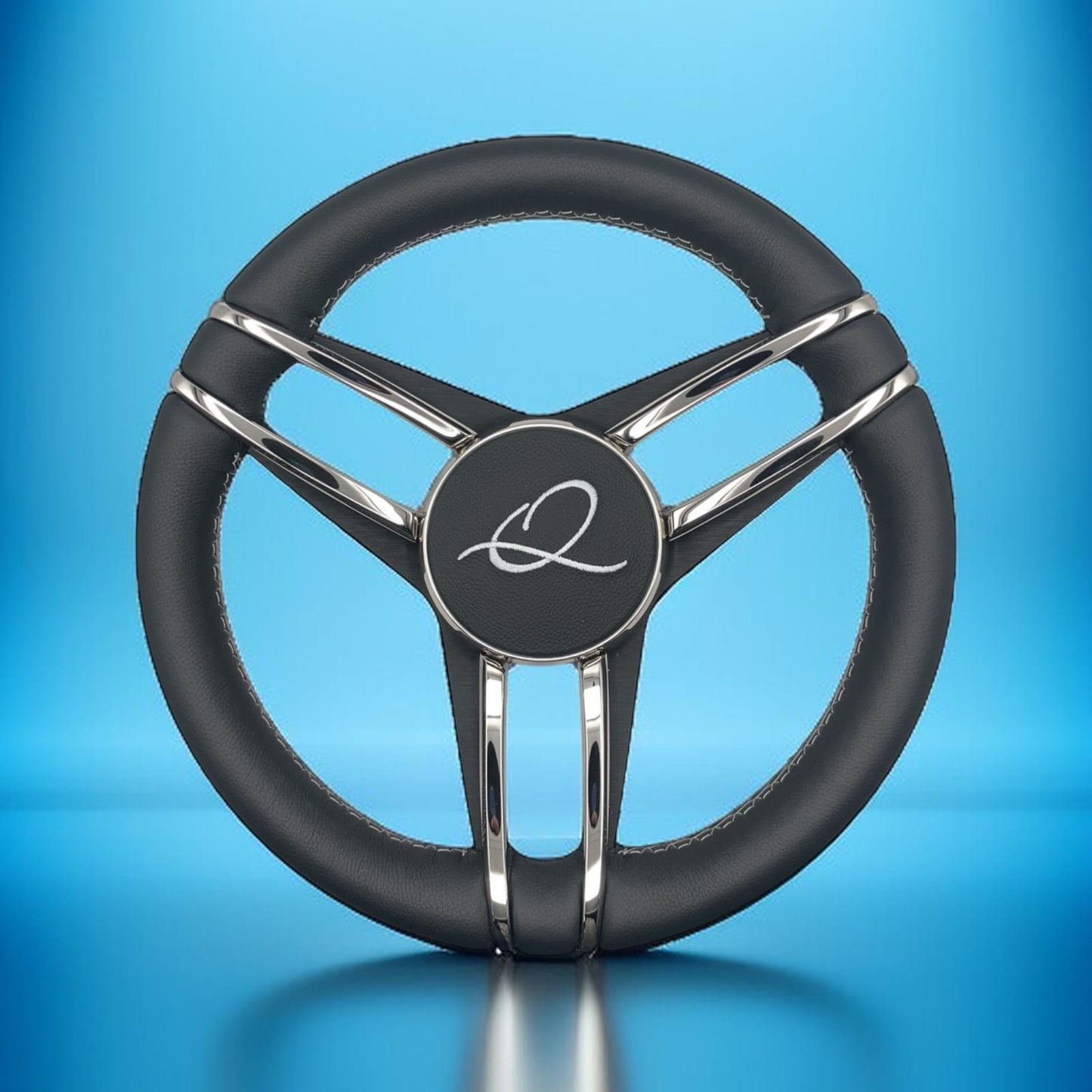 Gussi Italia Boat Steering Wheel Stainless Steel Spoke Leather Rim | APEX Boats