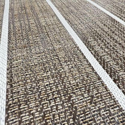 Woven Vinyl | Elmwood Teak - Leather Bound | 8'6" Wide | Choose Your Length