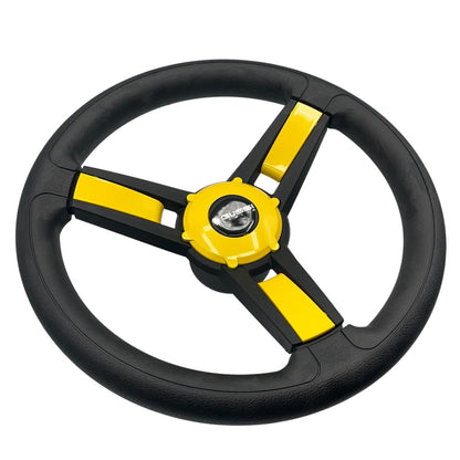 Giazza Golf Cart Steering E-Z-GO HUB Soft Touch Rim ABS Spokes - Yellow Inserts